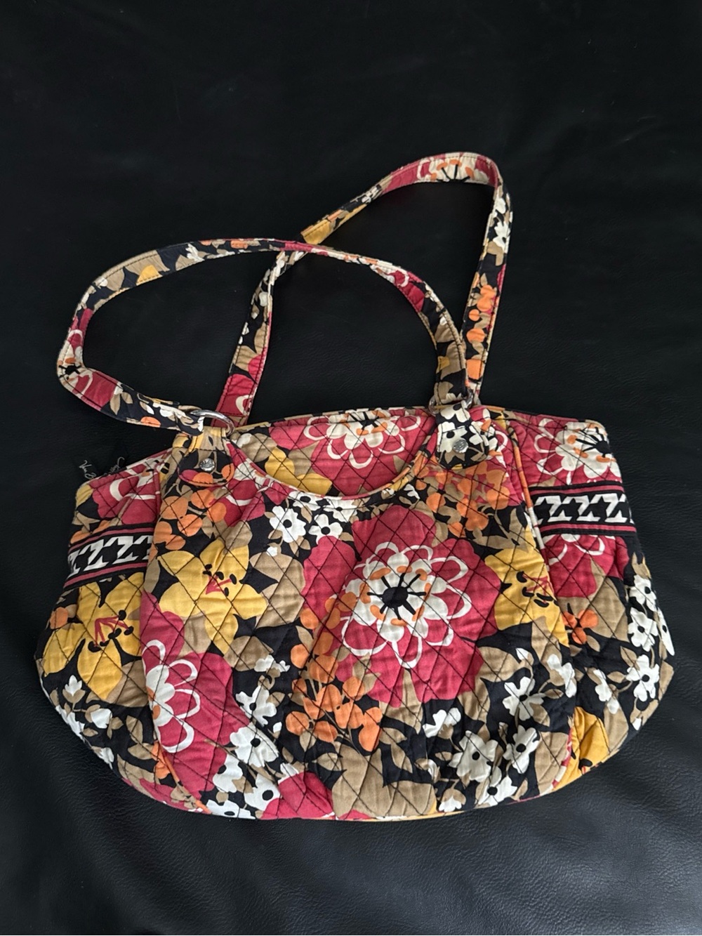 Vera Bradley Glenna Bittersweet Gold Red Floral Tote Shoulder Bag